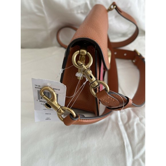 NWT Coach Tabby Fold Colorblock Shoulder Bag - watermelon multi / brass $395 - Picture 7 of 10